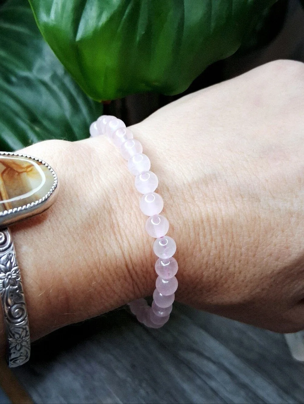 Rose Quartz Tower Bracelet & Drop Earrings Gift Set, 3 Piece Crystal Bundle